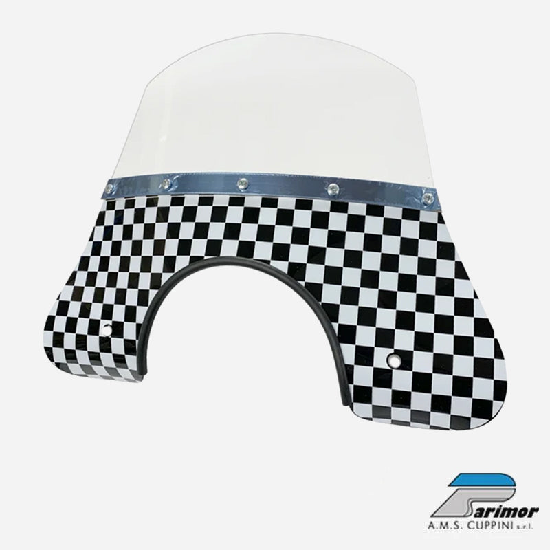 Cuppini Vespa PX PE Black & White Chequered Flyscreen (with fixings)