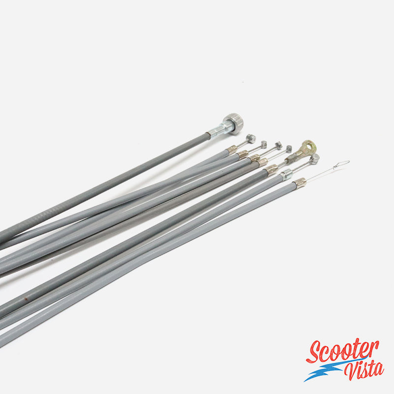 Vespa Mk1 PX PE Friction Free Grey Cable Set (drum brake & premix)