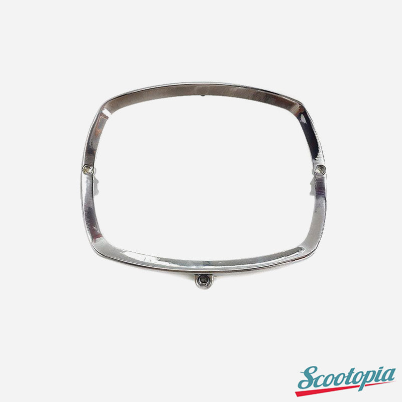 Chrome headlight guard on a white background with 'Scootopia' branding.
