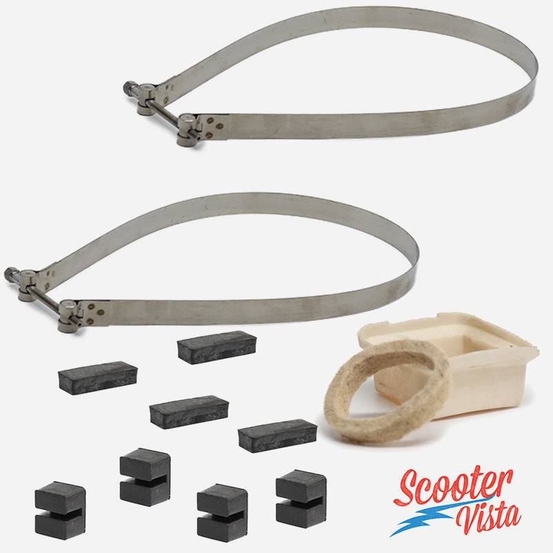 Lambretta Series 1 & 2 LI TV Fuel Tank Strap Buffer & Drip Tray Set