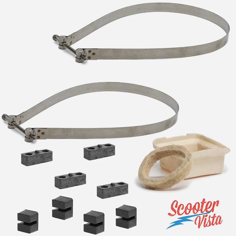 Lambretta Series 3 LI TV Fuel Tank Strap, Buffer & Drip Tray Set