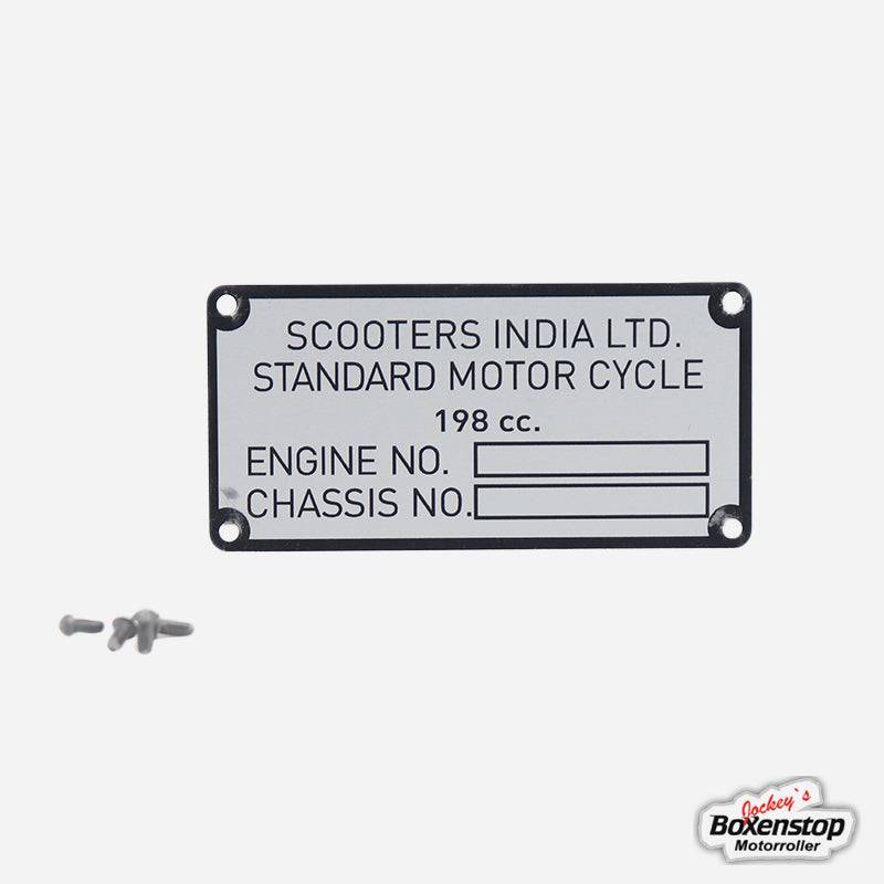 Jockeys Boxenstop SIL Lambretta GP VIN Plate & Rivets