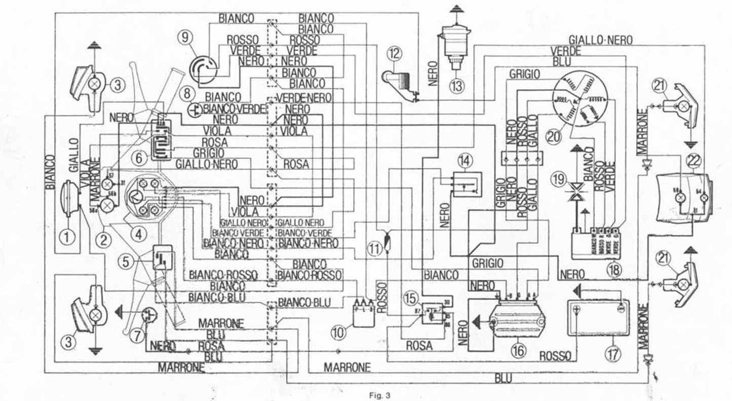 Vespa PX PE EFL 12v Electric Start Wiring Loom (with battery with indicators, no junction block)