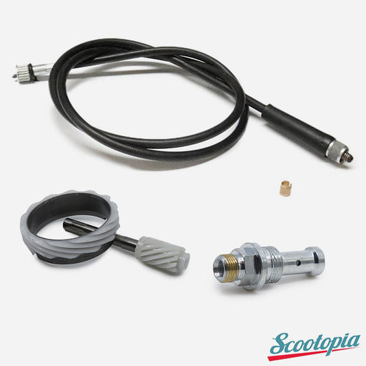 Scootopia Lambretta Series 3 LI SX TV DL GP Black Speedo Cable, Drive & Bush Set
