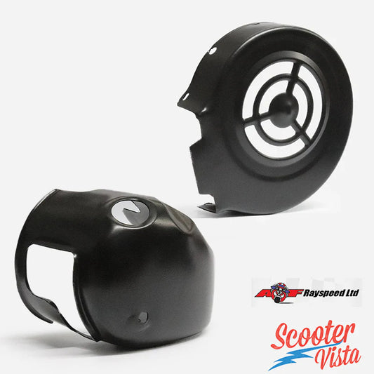 AF Rayspeed Lambretta TS1 Black Cowl Set (wide exhaust slot)
