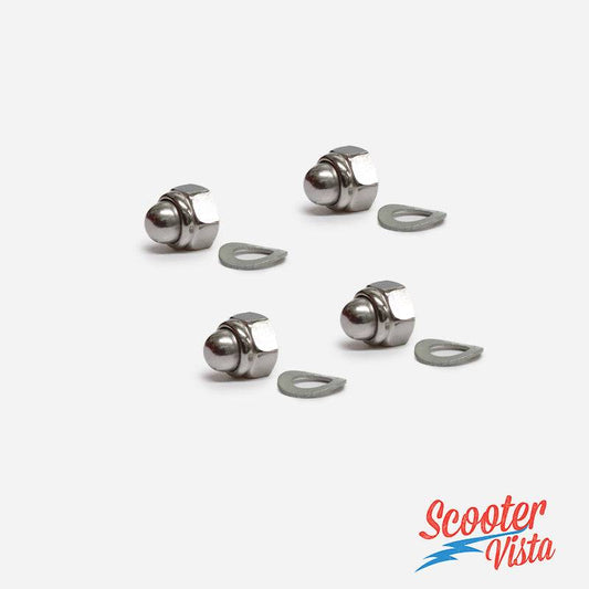 Lambretta LI SX TV DL & GP 13mm Stainless Domed Wheel Rim & Hub Nut & Washer Set