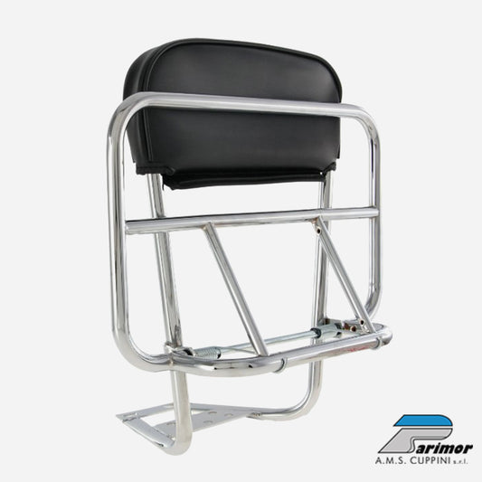 Cuppini Lambretta & Vespa Chrome Fold Down Rear Carrier & Backrest