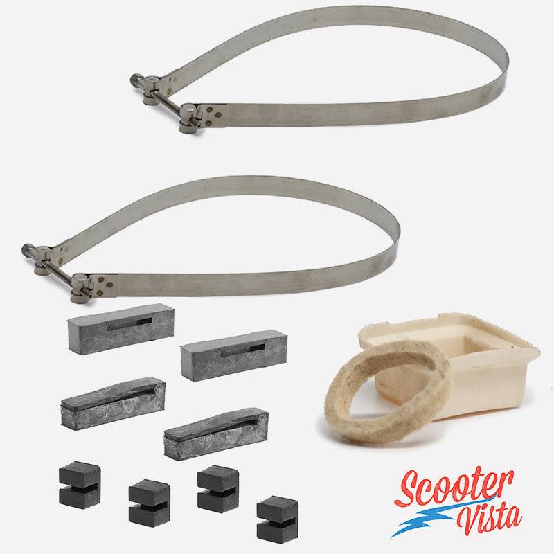 Lambretta DL & GP Fuel Tank Strap, Buffer & Drip Tray Set