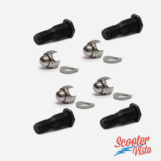 Lambretta LI SX TV DL GP Front / Rear Hub Stud & Stainless Steel Nyloc Domed Nut Set