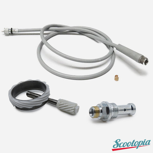 Scootopia Lambretta Series 3 LI SX TV DL GP Grey Speedo Cable, Drive & Bush Set