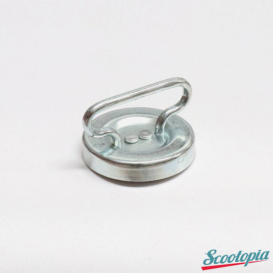 Metallic latch on a white background with 'Scootopia' branding.