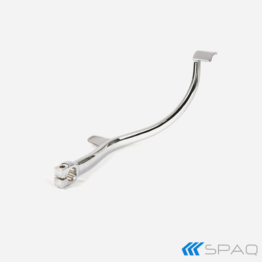 Metallic hose or pipe with a curved design on a white background, featuring the SPAQ brand logo.