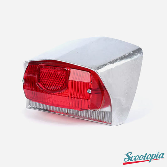 Red and silver tail light on a white background with 'Scootopia' branding.