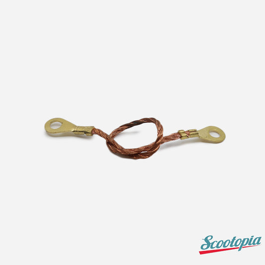 Coiled copper wire with metal connectors on a white background, branded 'Scootopia'.
