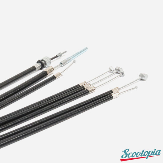 Lambretta Series 3 LI SX DL GP Deluxe Black Cable Set (threaded rear brake cable)