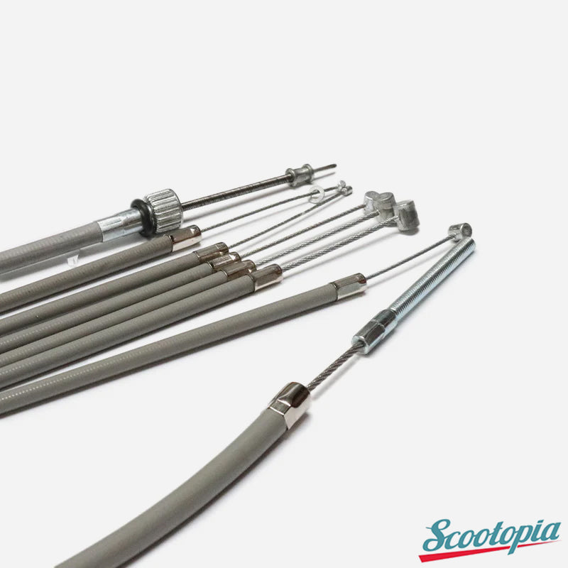 Lambretta Series 3 LI SX DL GP Deluxe Grey Cable Set (threaded rear brake cable)