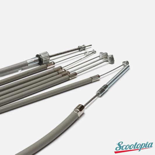 Lambretta Series 3 LI SX DL GP Deluxe Grey Cable Set (threaded rear brake cable)