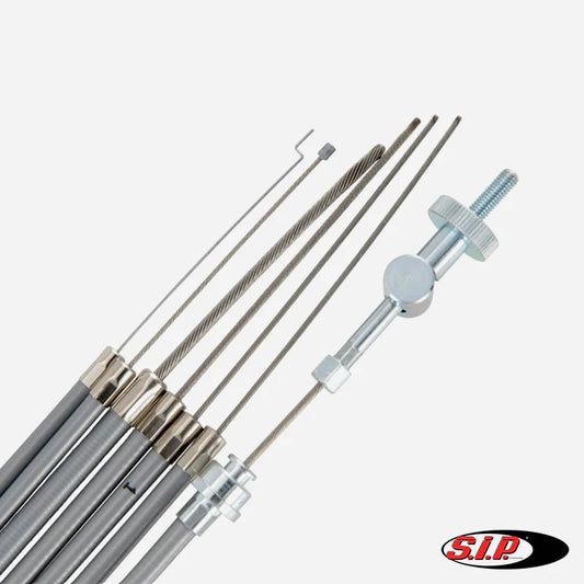 SIP Vespa PX PE EFL Stainless Steel Grey Cable Set (drum brake with autolube)