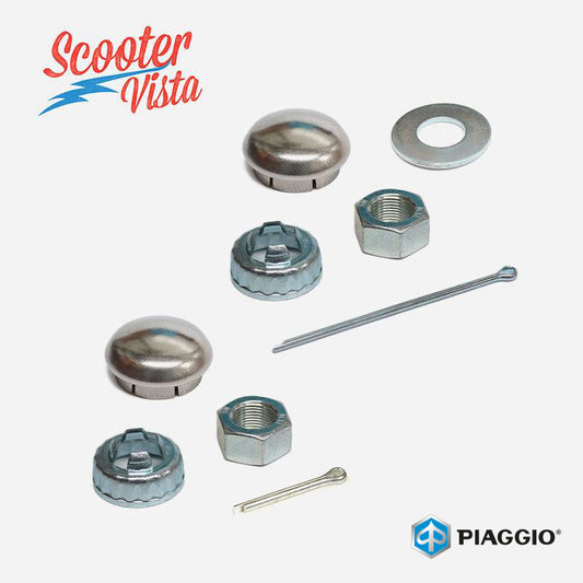 Piaggio Vespa PX PE EFL M.Y. & T5 Complete Front & Rear Hub Nut Set with Hub Caps